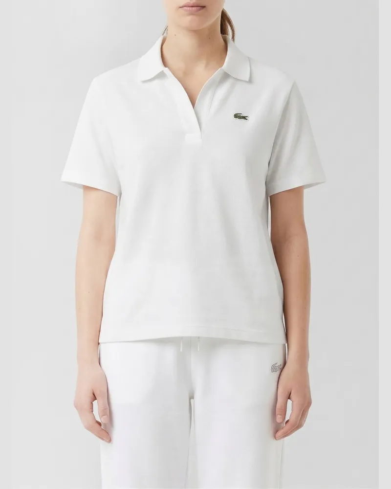Lacoste Polo aus Baumwollmischung mit Logo Weiß