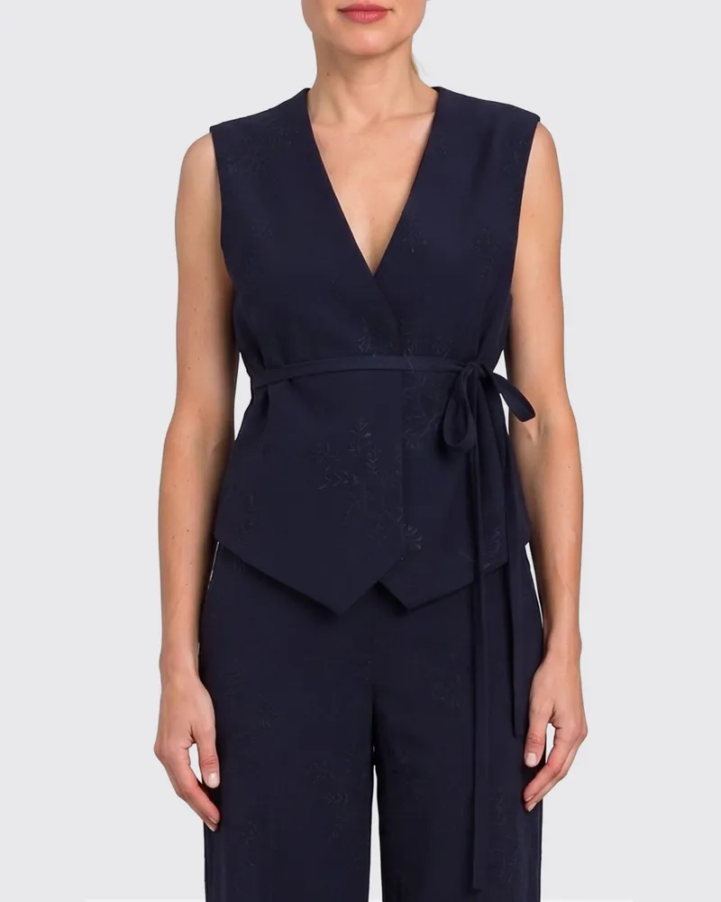 Twin-Set Bestickte Weste aus Viskosemischung Blau