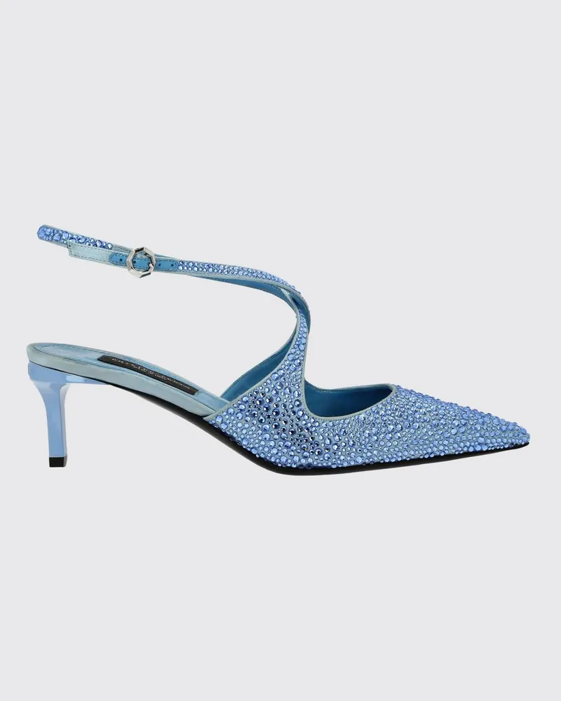 Philipp Plein Pumps aus Satin mit Strass und Knöchelriemen Türkis