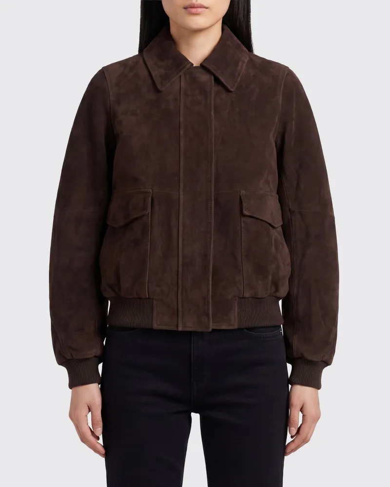 Loewe Wildleder-Bomberjacke Kaffee