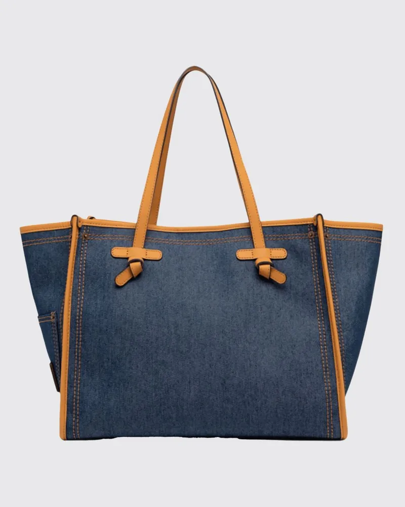 Gianni Chiarini Marcella Schultertasche aus Denim mit Ledergriffen Denim