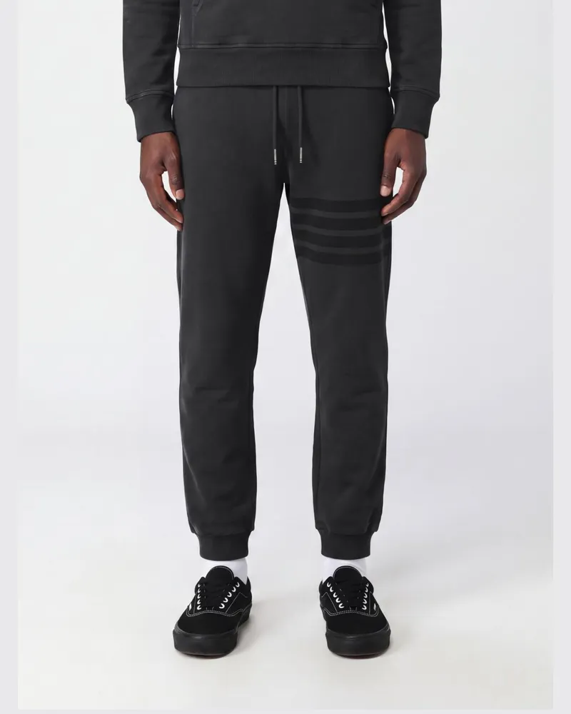 Thom Browne Slim-Fit-Jogginghose aus Baumwolle von mit Bar-Detail Schwarz