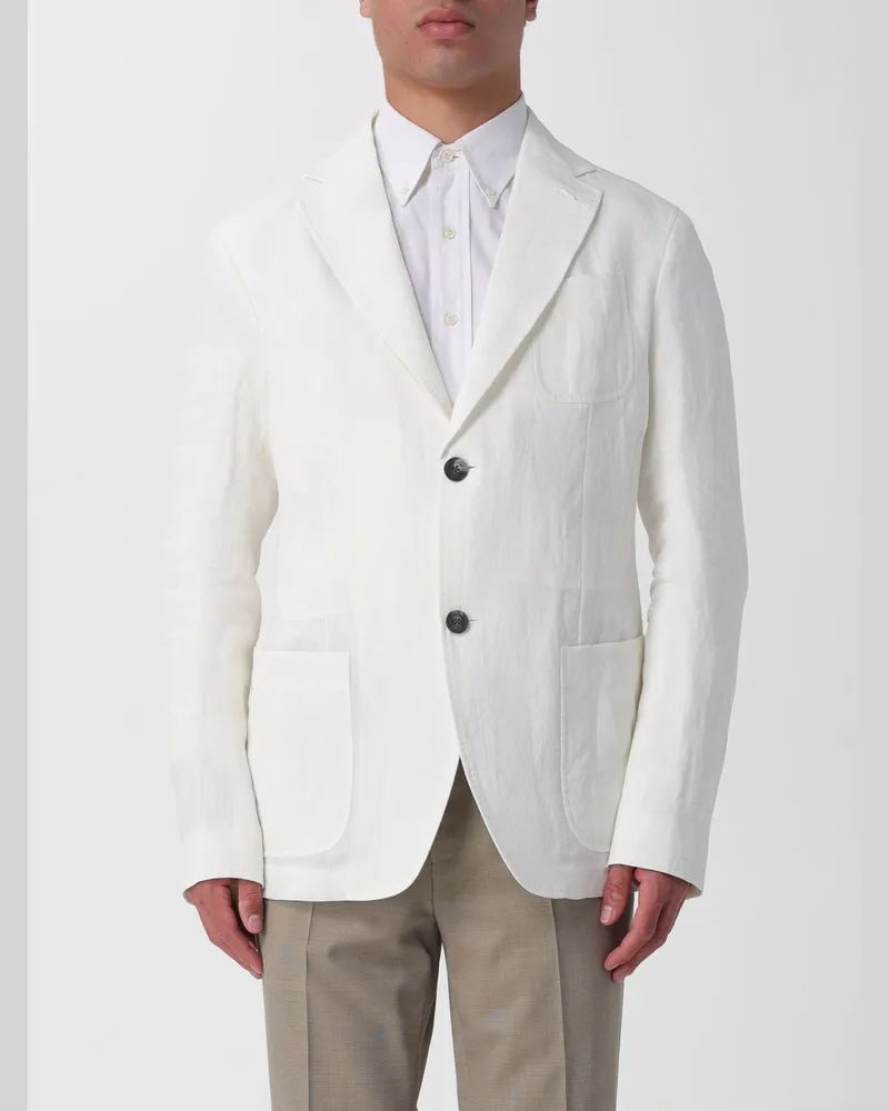 Emporio Armani Einreihiger Leinenblazer Weiß