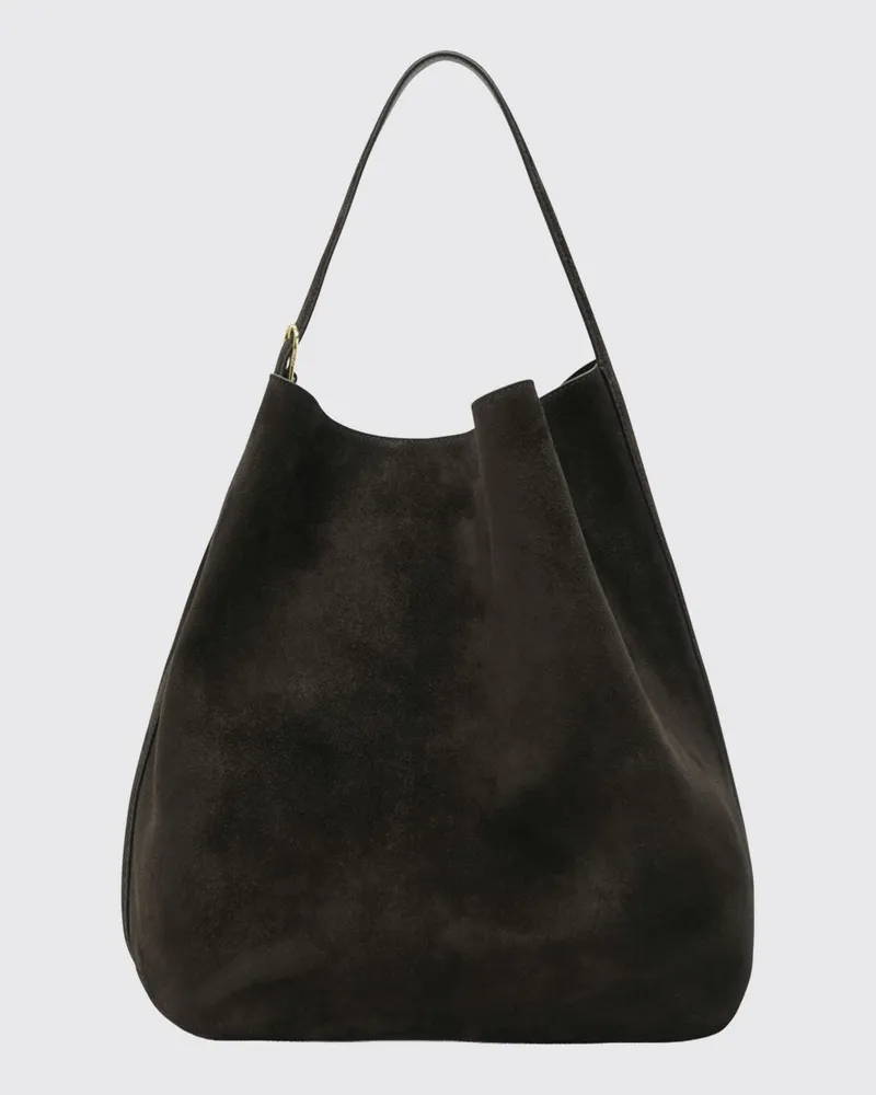 Totême Mittlere Tote-Bag von aus Veloursleder mit verstellbarem Henkel und Hakenverschluss Braun