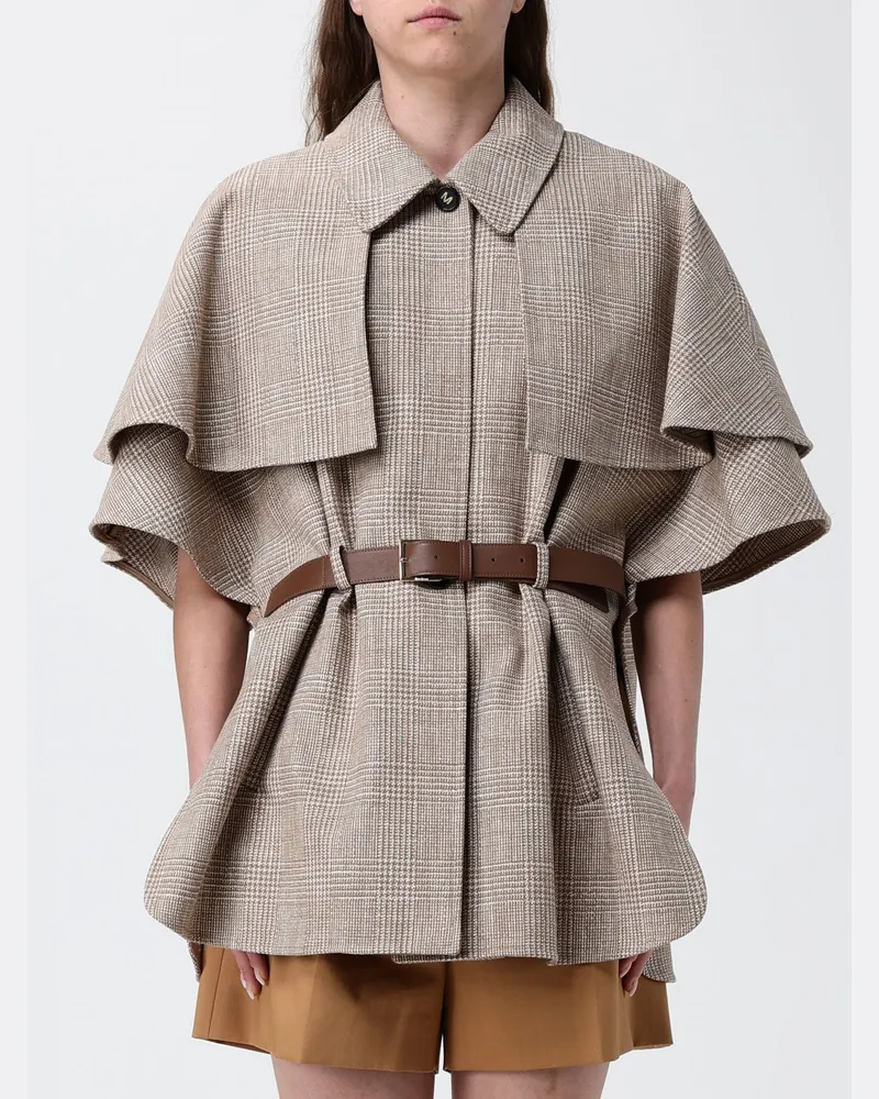Max Mara Tartan-Baumwollcape Leder
