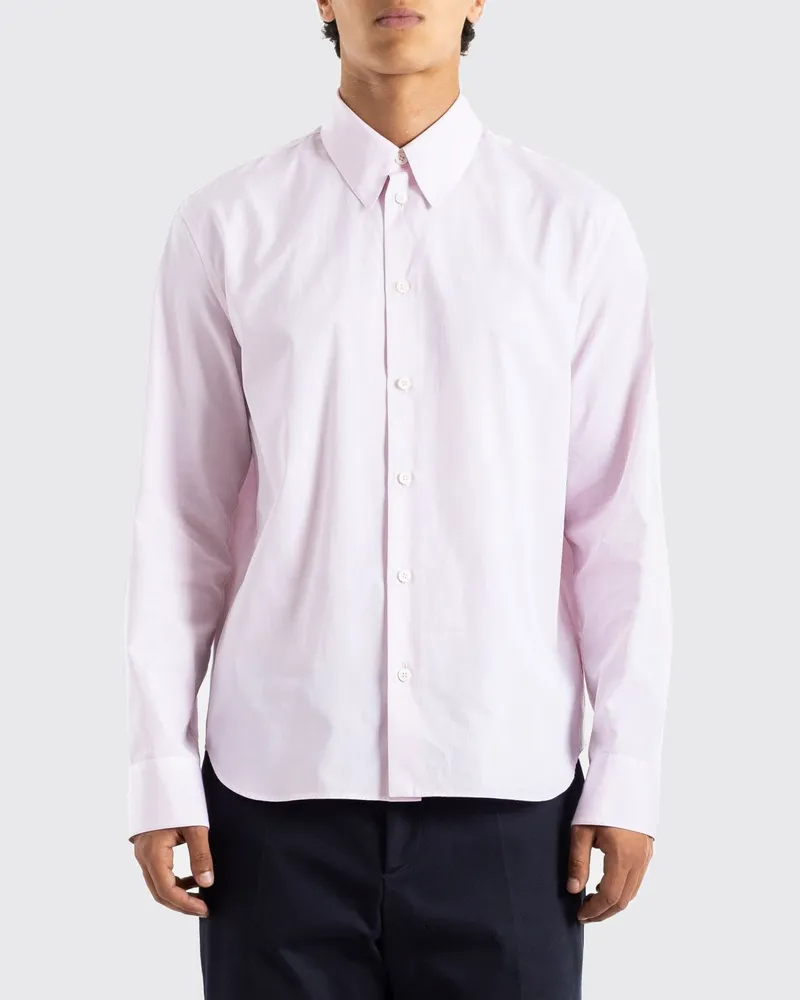 Jil Sander Hemd aus Baumwollpopeline mit spitzem Kragen und abgerundetem Saum Pink