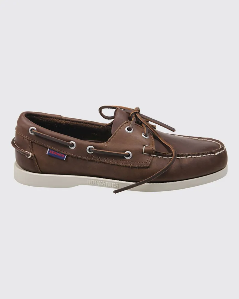 Sebago Docksides Portland Bootsschuhe aus Glattleder mit Schnürsenkeln Braun