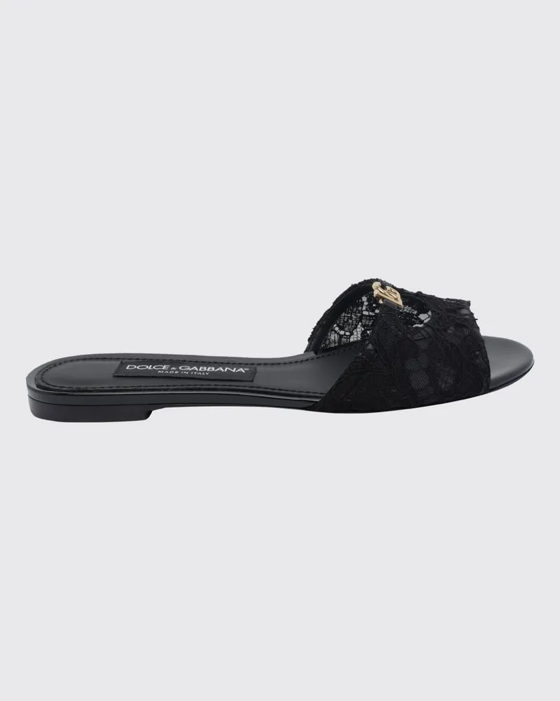 Dolce & Gabbana DOLCE  GABBANA Mules-Sandalen Dolce & Gabbana aus Spitze mit DG-Monogramm-Logo Schwarz