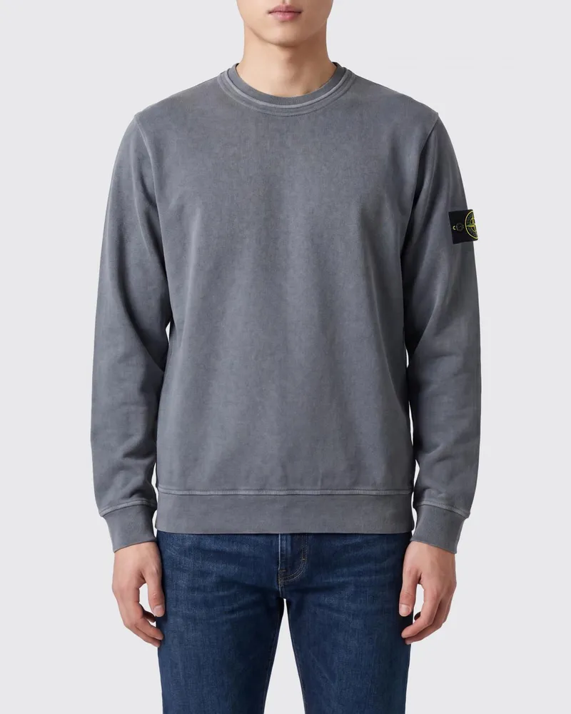 Stone Island Baumwoll-Rundhals-Sweatshirt mit Logo Blau