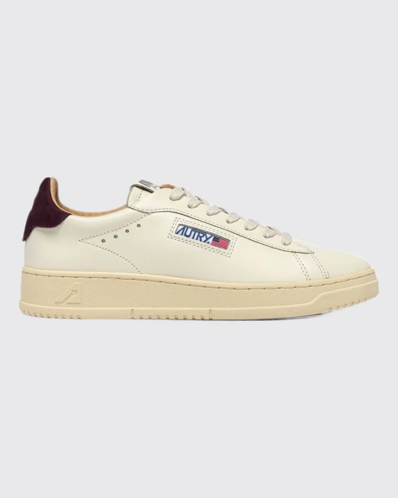 AUTRY Dallas Low zweifarbige Sneakers aus glattem Kalbsleder mit Logo Ecru