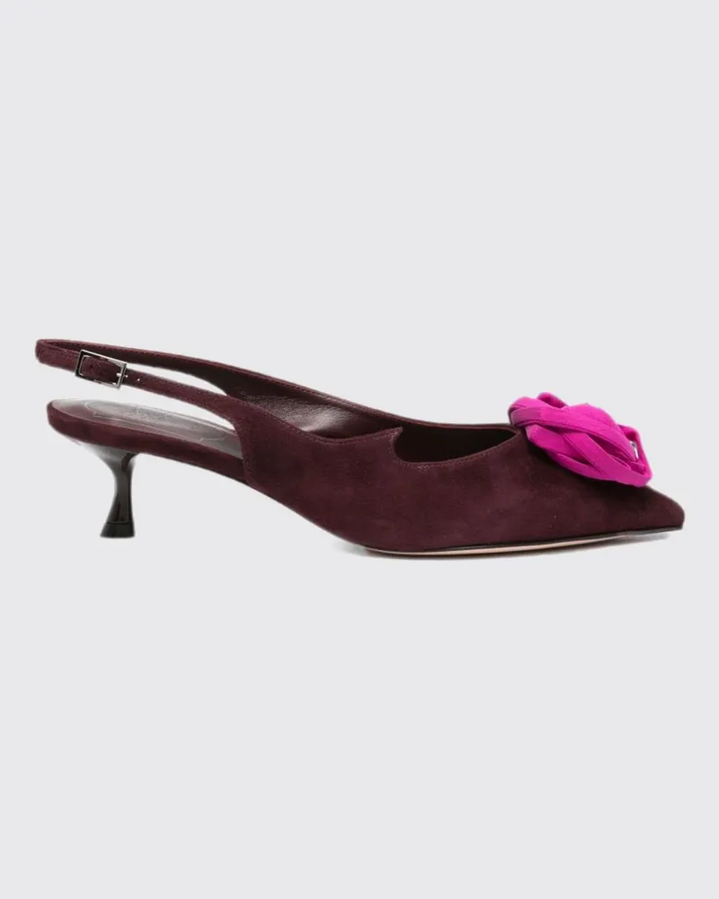 Roger Vivier Rose Vivier Slingback-Pumps aus Veloursleder mit Blumenstickerei und niedrigem Absatz Braun