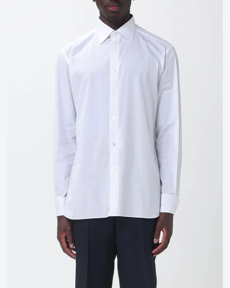 Ermenegildo Zegna Klassisches Hemd aus Stretch-Popeline Weiß
