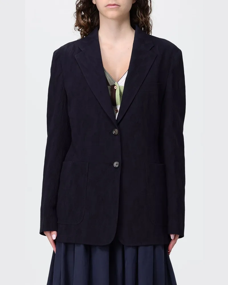 Paul Smith Einreihiger Blazer aus Baumwollmischung Blau