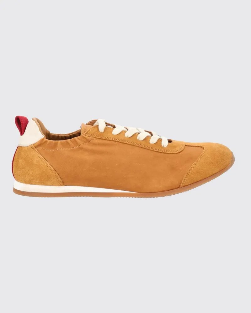 Uma Wang Low-Top-Sneaker aus Leder und Nylon mit elastischem Knöchel Braun