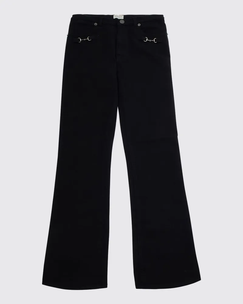 Gucci High-Waist-Flared-Jeans für Mädchen aus Denim mit Horsebit-Detail Schwarz