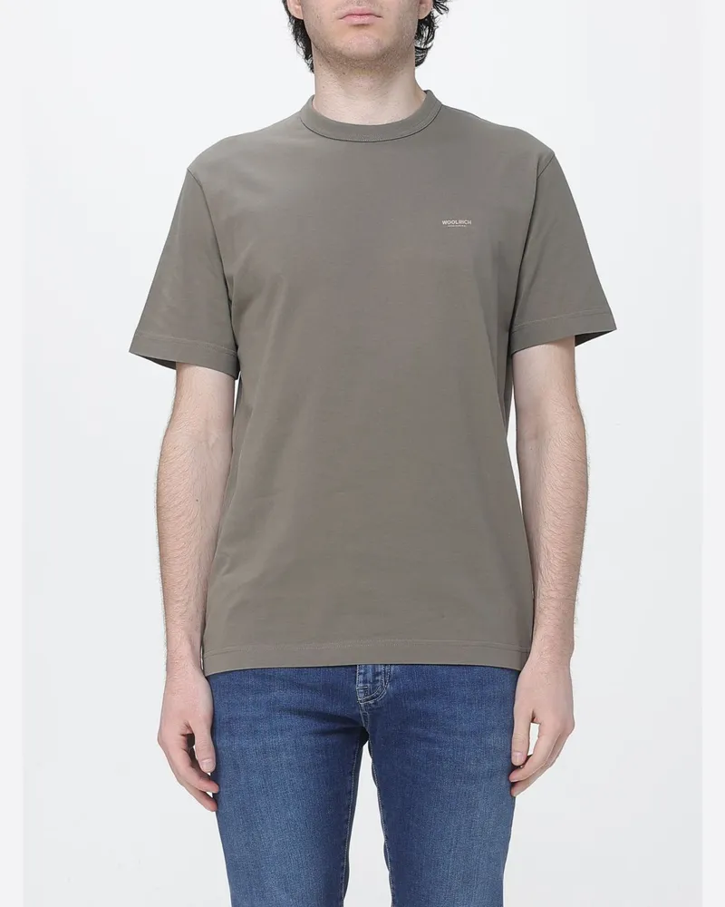 Woolrich Rundhals-T-Shirt mit Logo Olive