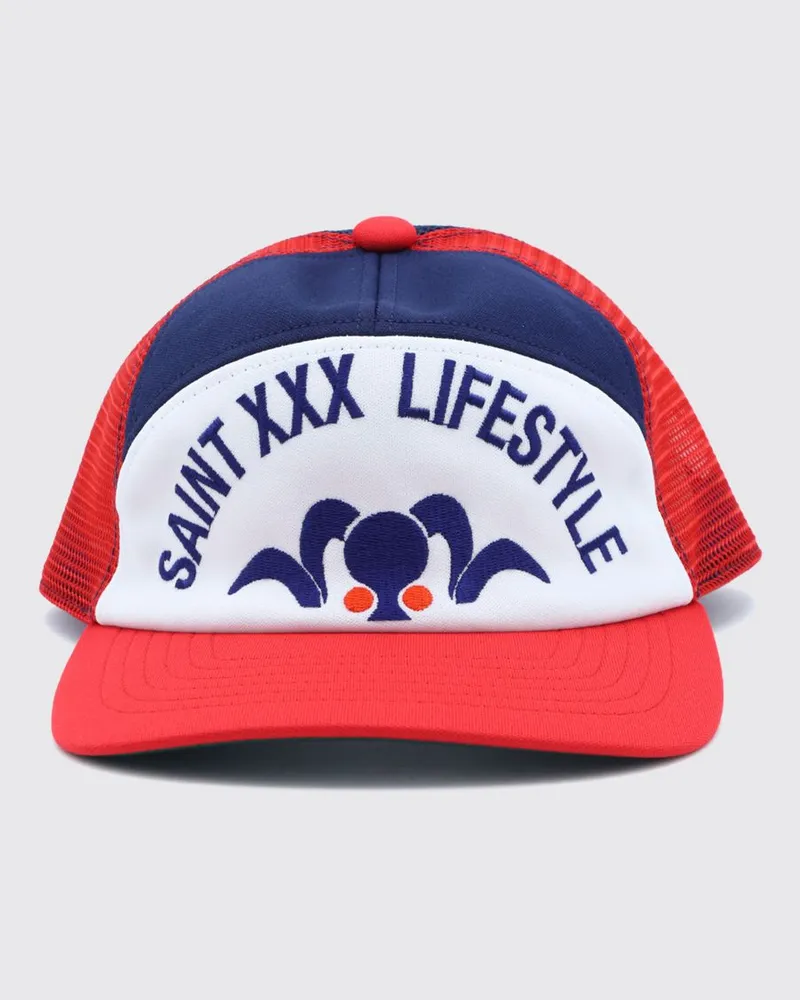 SAINT MXXXXXX Polyester-Baseballkappe mit Kontrastlogo und -druck von Rot