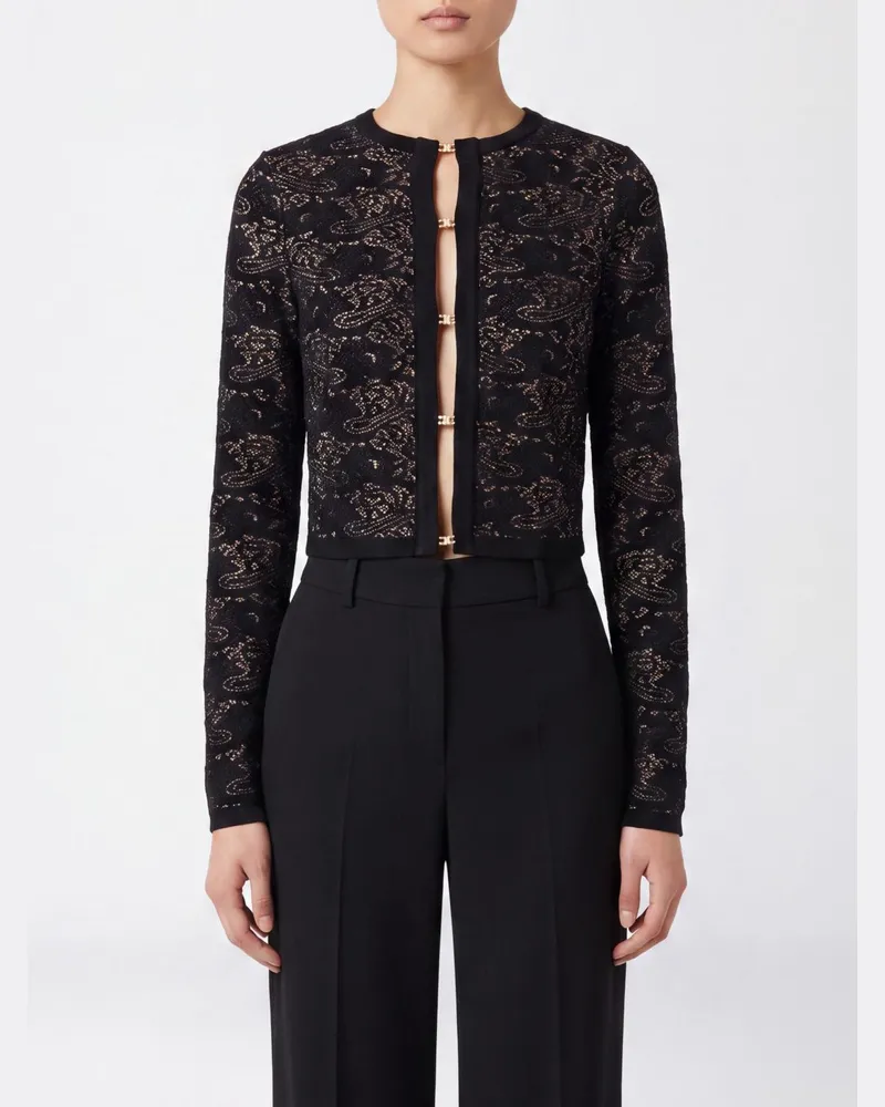 Elisabetta Franchi Pullover aus Viskosemischung mit Jacquardmuster Schwarz