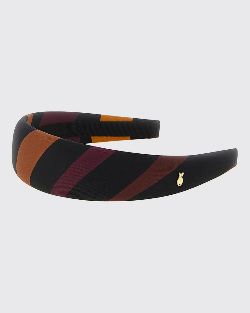 Emilio Pucci Seiden-Haarreif mit mehrfarbigem Streifendruck und Metall-Logo Burgunderrot