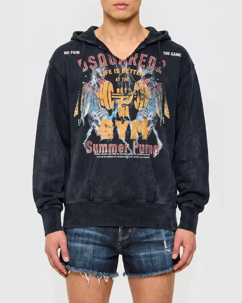 Dsquared2 Bedruckter Baumwoll-Hoodie Charcoal