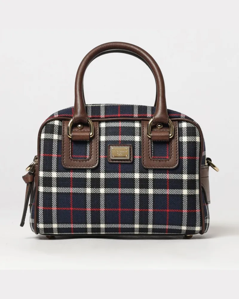 Dolce & Gabbana DOLCE  GABBANA Lilly Tartan-Canvas-Handtasche Dolce & Gabbana für Mädchen mit Lederdetails Bunt