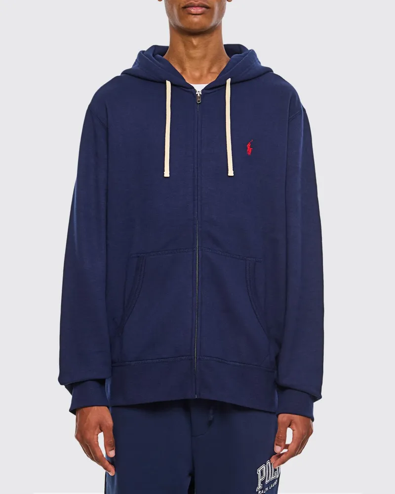 Ralph Lauren Kapuzenjacke aus Baumwollmischung mit Pony-Logo Blau