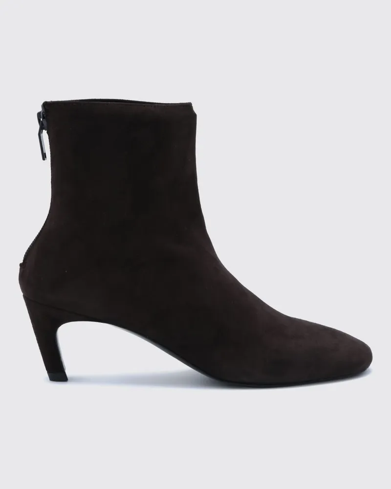 Totême Stiefeletten aus Velours-Schafleder mit Stiletto-Absatz und hinterem Reißverschluss Braun