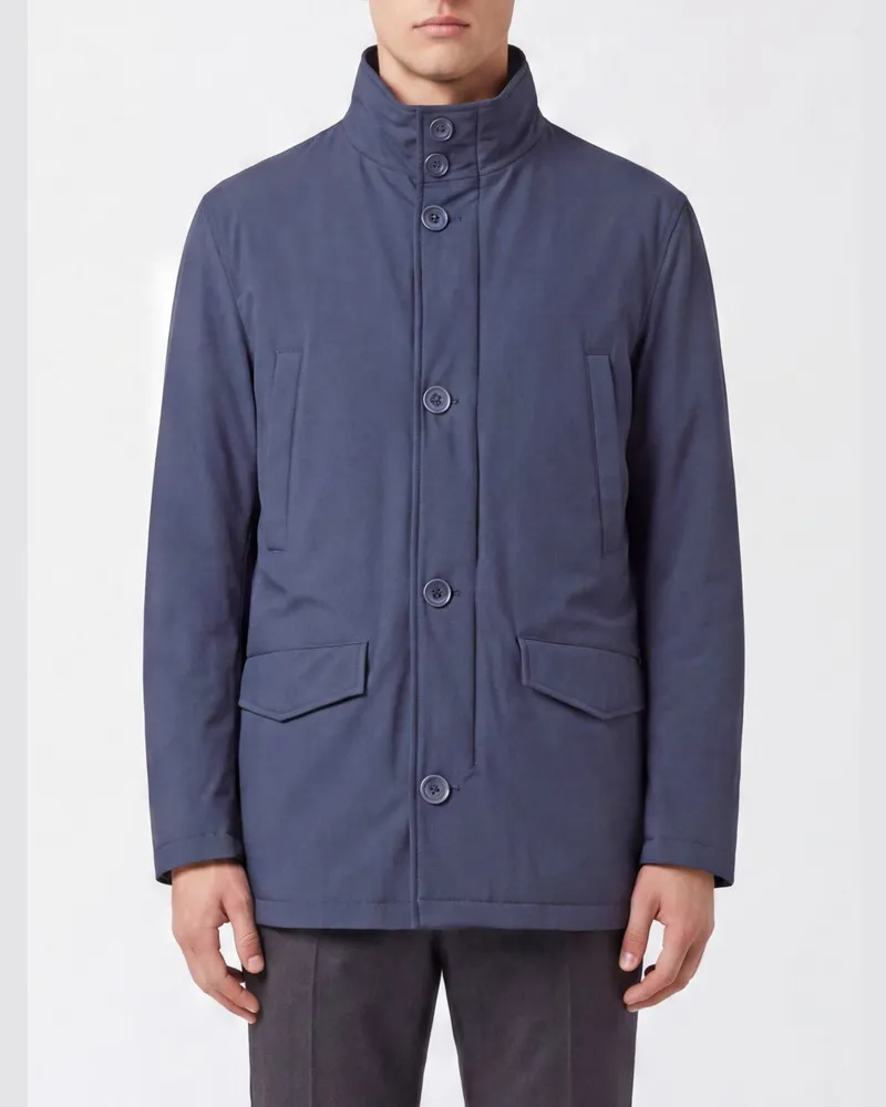 Herno Wasserabweisende Windjacke aus technischem Gewebe mit hohem Kragen Blau