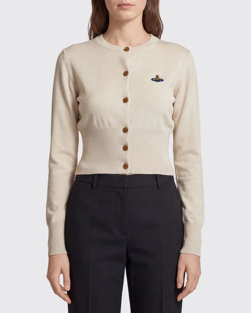 Vivienne Westwood Slim Fit Cardigan aus Baumwolle und Kaschmir mit Orb-Logo Weiß
