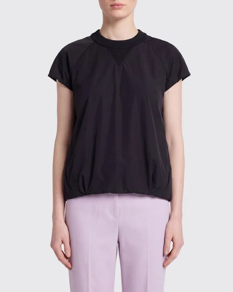 Sacai Rundhals-Pullover aus Polyester und Baumwolle Schwarz