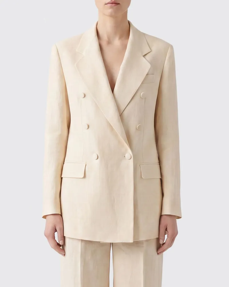 Tagliatore Kurzer Zweireiher-Blazer Loreley aus Leinen mit fallendem Revers Braun