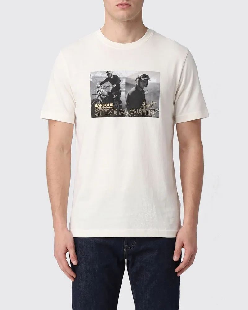 Barbour Slim Fit Baumwoll-T-Shirt mit Rundhalsausschnitt und Kontrastlogo Weiß