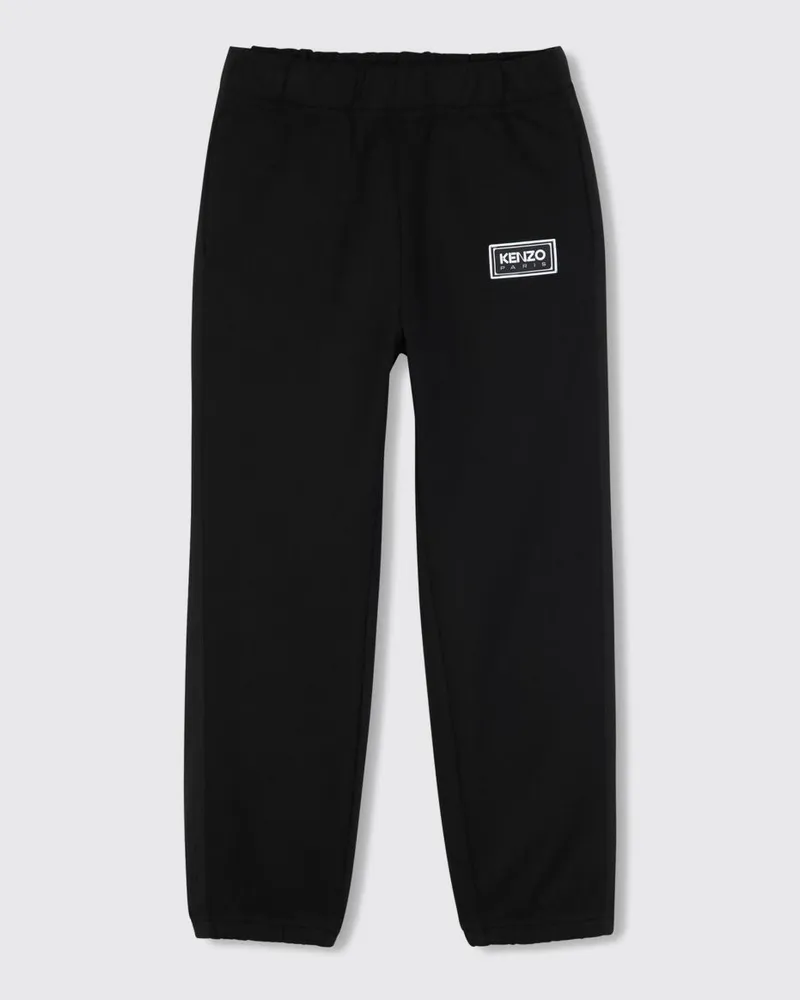 Kenzo Schwarze Jersey-Jogginghose für Jungen mit kontrastierendem Logo Schwarz