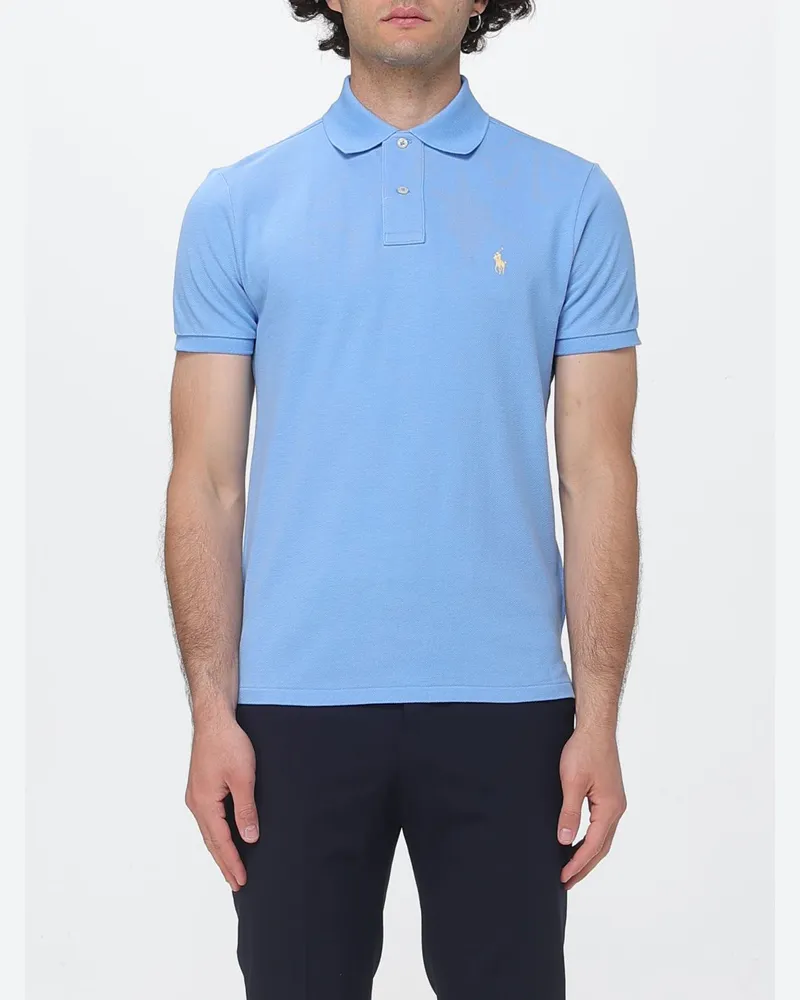 Ralph Lauren Baumwoll-Polohemd mit Pony-Logo Hellblau