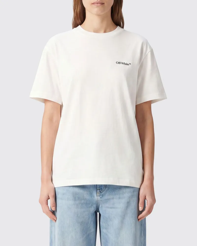 OFF-WHITE Baumwoll-T-Shirt mit ikonischem Arrow-Logo auf der Rückseite Weiß