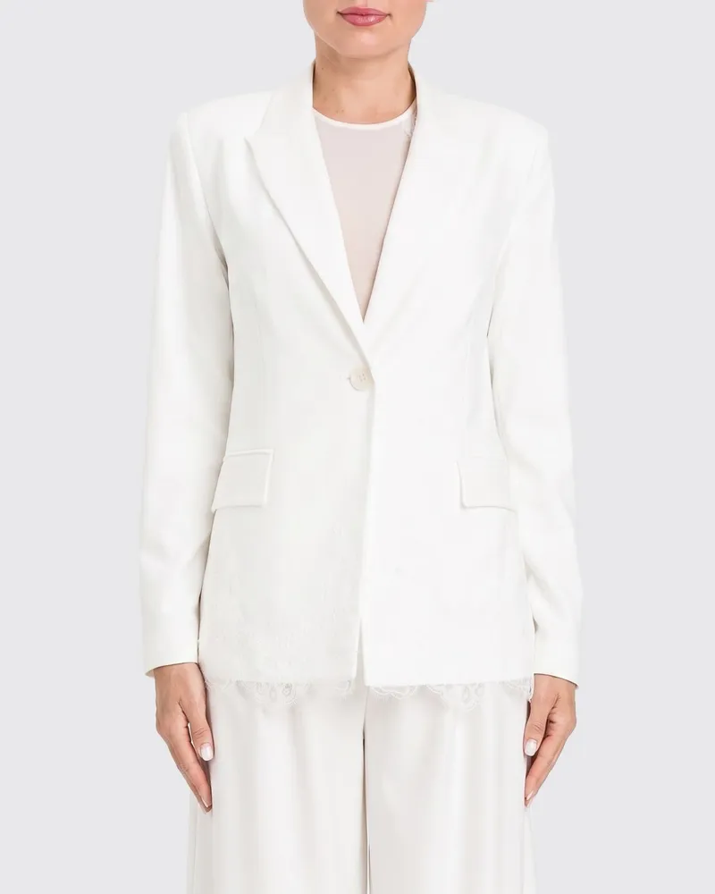 Twin-Set Einreihiger Blazer aus Viskosemischung Weiß