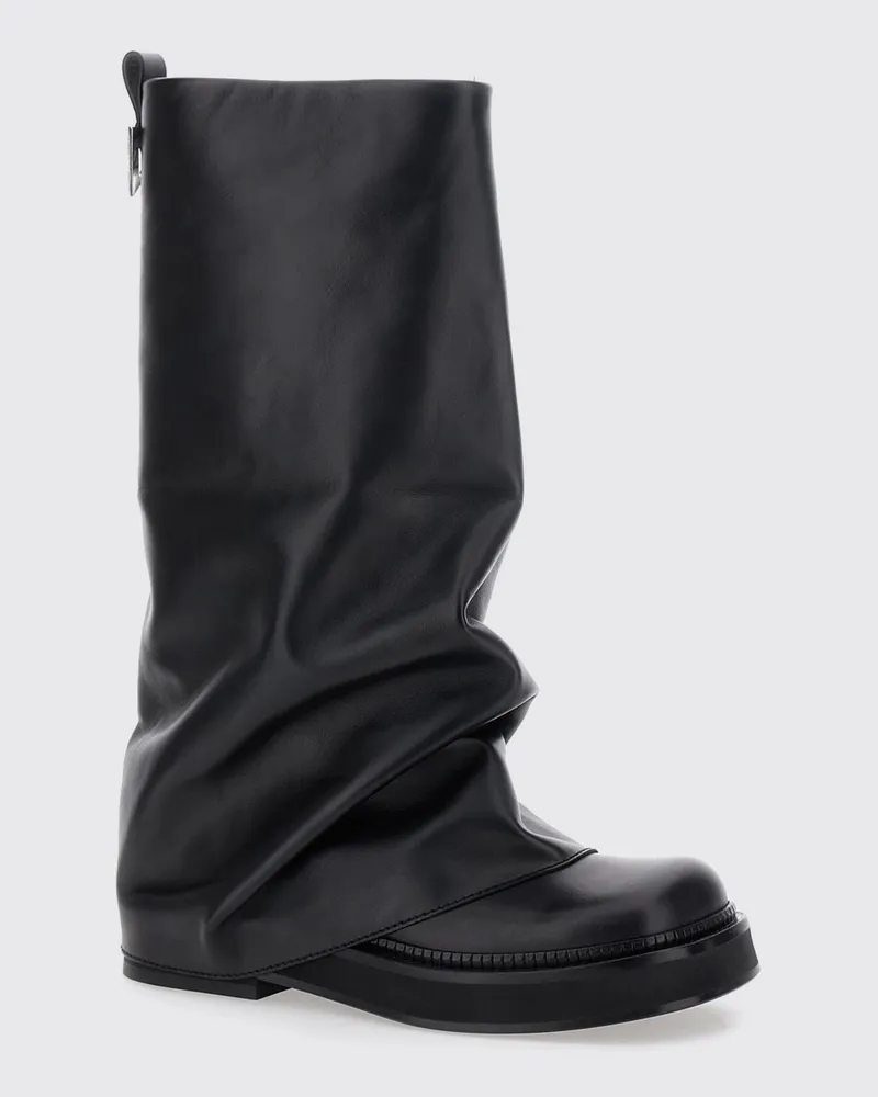 ATTICO Robin Stiefel aus Kalbsleder mit drapiertem Design Schwarz