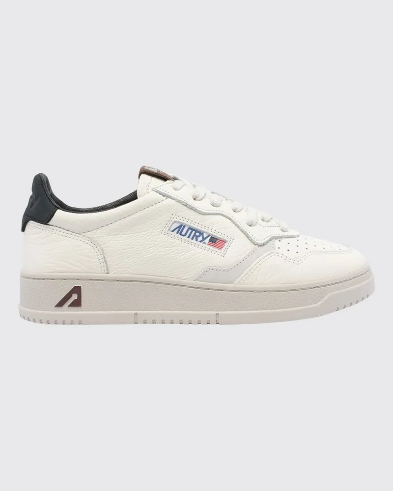 AUTRY Medalist Low zweifarbige Sneaker aus Kalbsleder und Wildleder Weiss