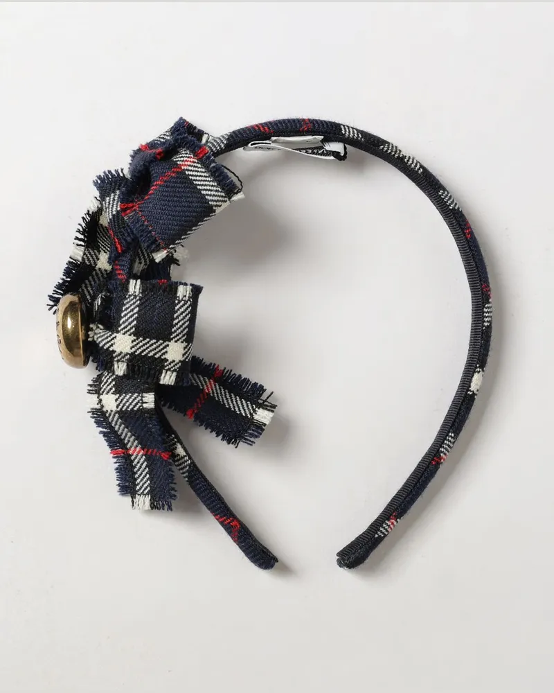 Dolce & Gabbana DOLCE  GABBANA Dolce & Gabbana Haarreif für Mädchen aus reiner Schurwolle mit Tartan-Muster und Schleife Bunt