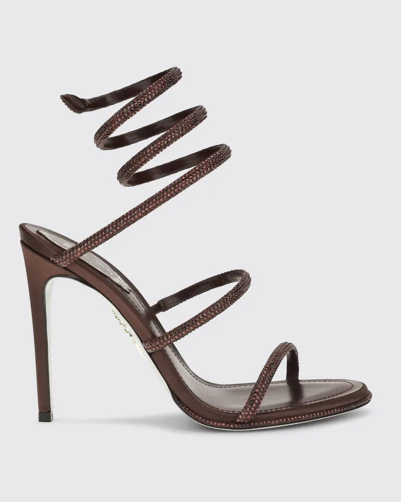 René Caovilla Cleo Sandalen von mit hohem Absatz und kristallverziertem Spiralriemen Burgunderrot