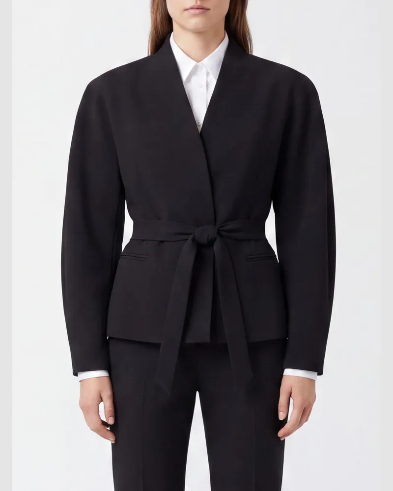 ANDAMANE Blazerjacke im Robe-Stil mit Taillengürtel Schwarz