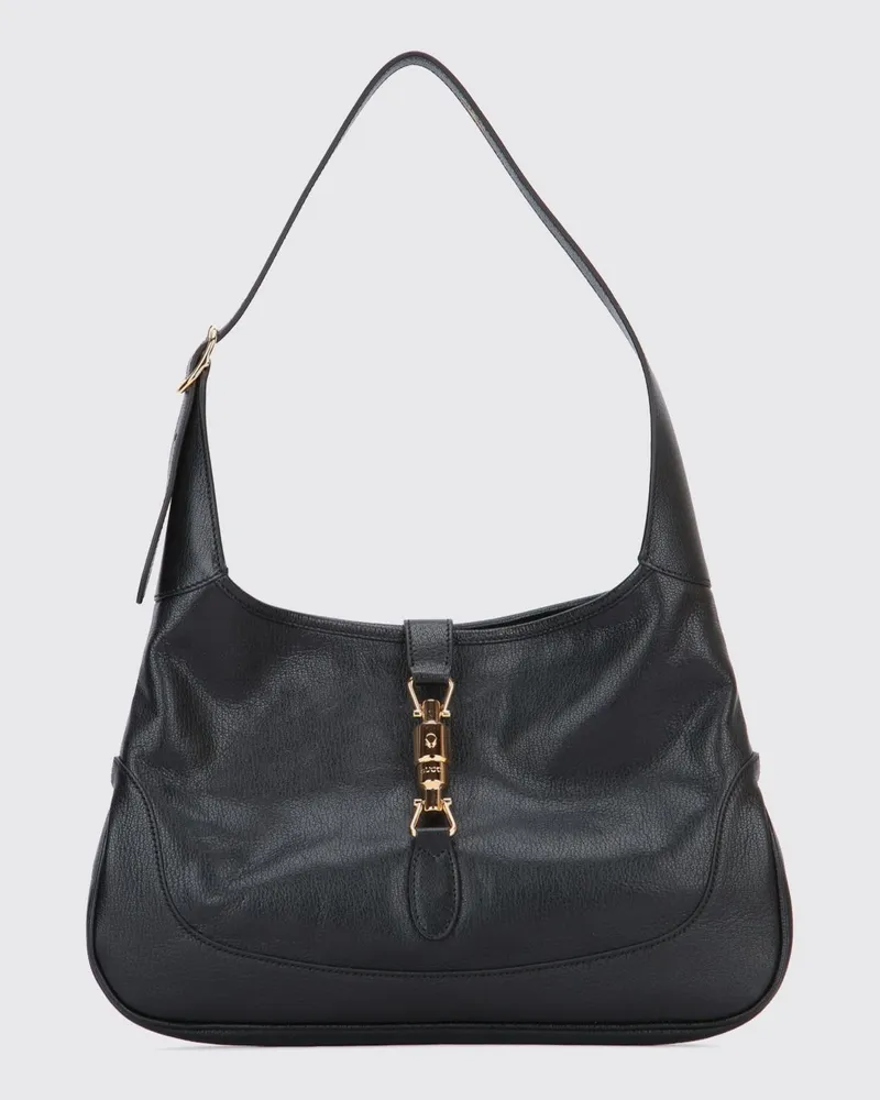 Gucci Jackie 1961 Schultertasche aus genarbtem Leder mit Kolbenverschluss Schwarz
