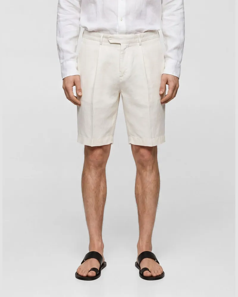Boglioli Knielange, maßgeschneiderte Leinen-Shorts mit Eingrifftaschen Weiß