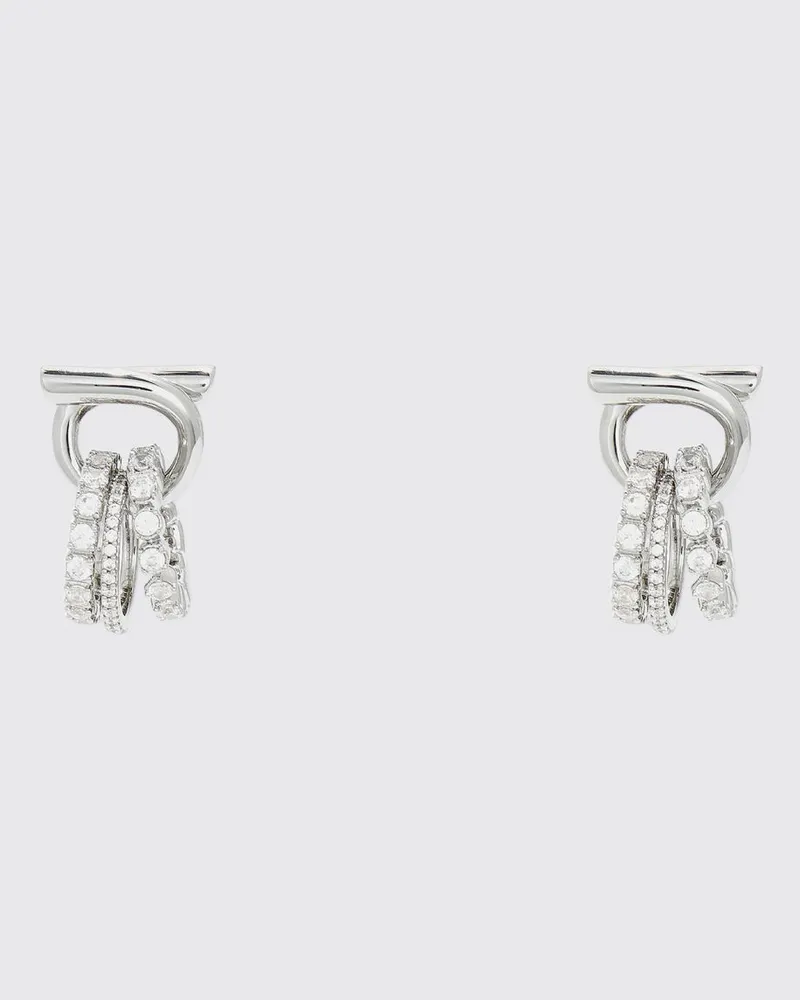 Ferragamo Gancini Hängeohrringe aus silberfarbenem Messing mit Strasssteinen Silber