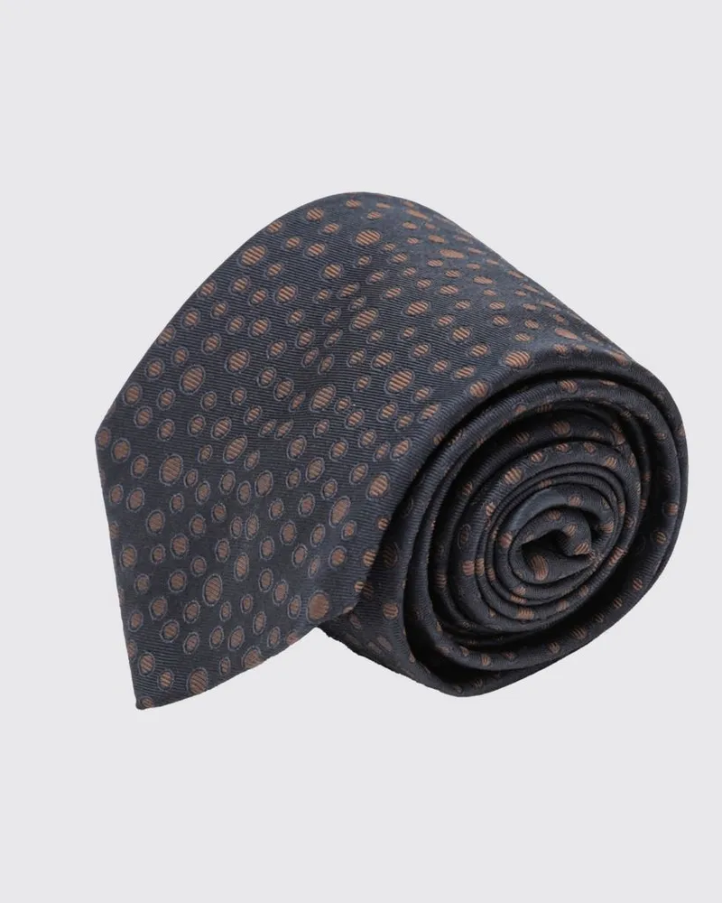 Ferragamo Seidenkrawatte mit Polka-Dot-Muster und Jacquard-Logo Marine