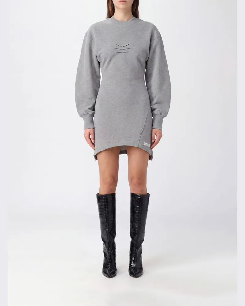 ATTICO Asymmetrisches Mini-Sweatshirtkleid aus Baumwolle Grau