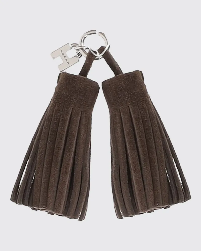 Hogan Wildleder-Anhänger mit H-Metalllogo und Quastenapplikation Braun