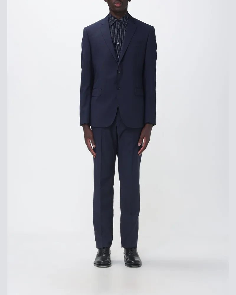 Emporio Armani Einreihiger Anzug mit klassischem Revers und aufgesetzten Taschen Blau