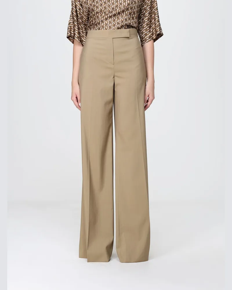 Max Mara Palazzohose mit hoher Taille aus Seiden-Baumwoll-Mischung Camel