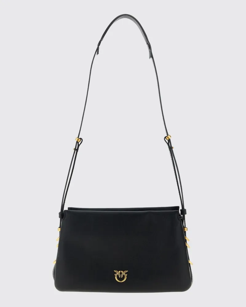 Pinko Umhängetasche One, Two, Three Bag aus Kalbsleder Schwarz